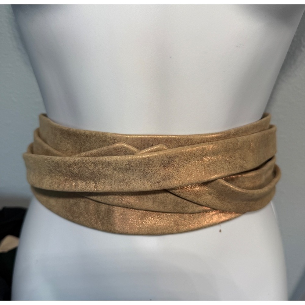 RARE "ROSE GOLD" Ada Wide Metallic Leather Wrap Belt NEW OLD STOCK NWTS